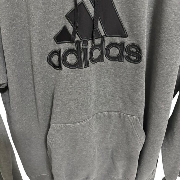 Adidas Mens Hooded Long Sleeve Sweatshirt Size XXL Gray Embroidered Logo - Picture 5 of 6